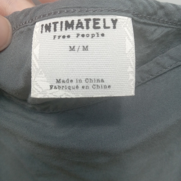 Free People Intimately Gray Black Crochet Trim Spaghetti Strap Slip Dress Sz M - Picture 7 of 8